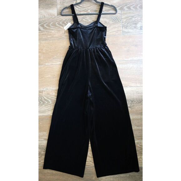 Old Navy 812909 Women’s Sz XS Black Sleeveless Fit & Flare Cami Velvet Jumpsuit - Picture 2 of 13